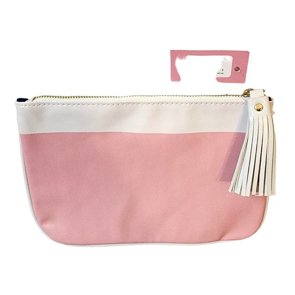NEW Compendium Pink Cosmetic Pouch with Gold/White Tassle Zipper Pull and Quote - Picture 4 of 5